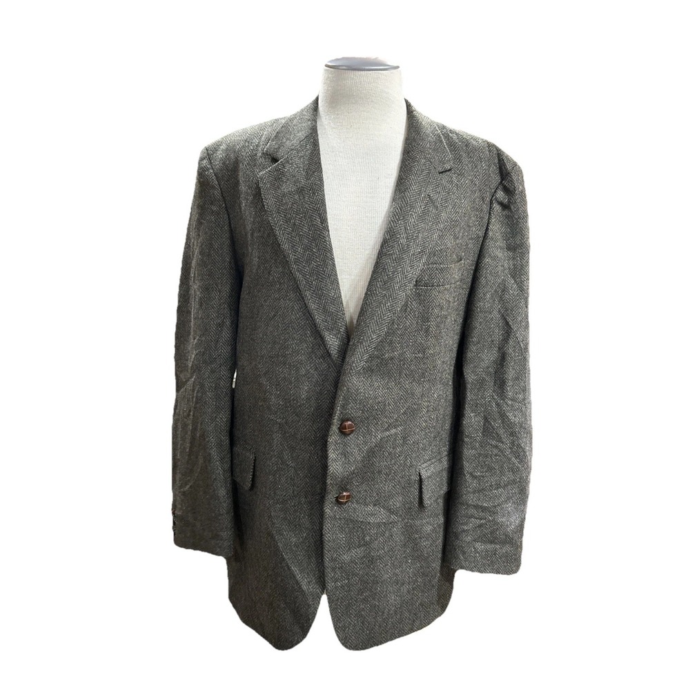 Alexander Shields Men's Blazer Suit Size 45 Gray Herringbone